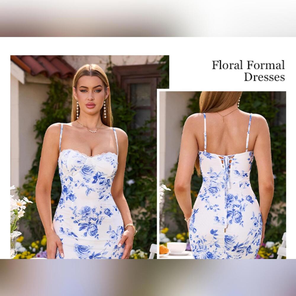 NWT GLNEGE Spaghetti Strap Long Bodycon Elegant Party Cocktail Dress, S (2-4)